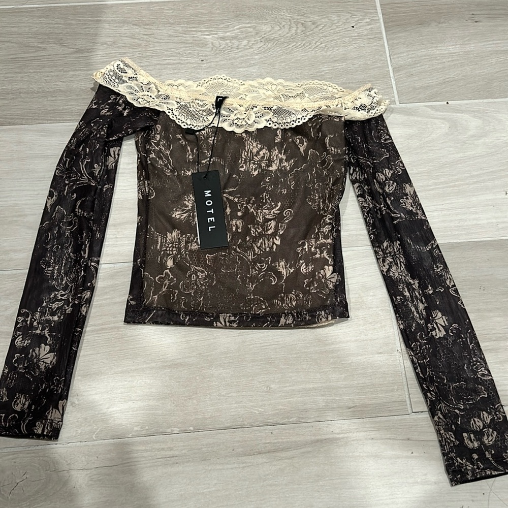 Motel Rocks Dark Brown Off the Shoulder Top